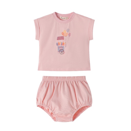 [S25-WBG519-PK] COTTON CANDY PRINT BABY SET