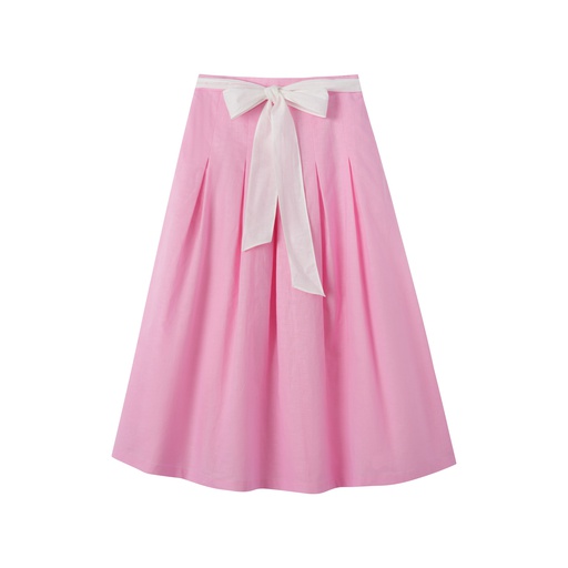 [S25-MS504-HP] LINEN SOFT PLEATED SKIRT WITH BELT