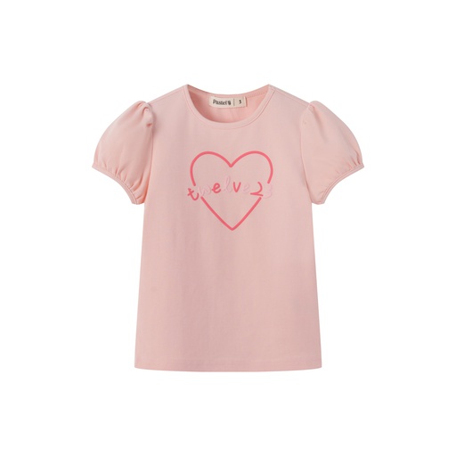 [S25-WBG521-LP] SHORT SLEEVE PINK T-SHIRT WITH HEART