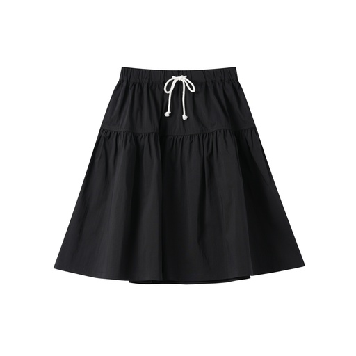 [S25-WS508-BK] 2 TIER SKIRT WITH TIE