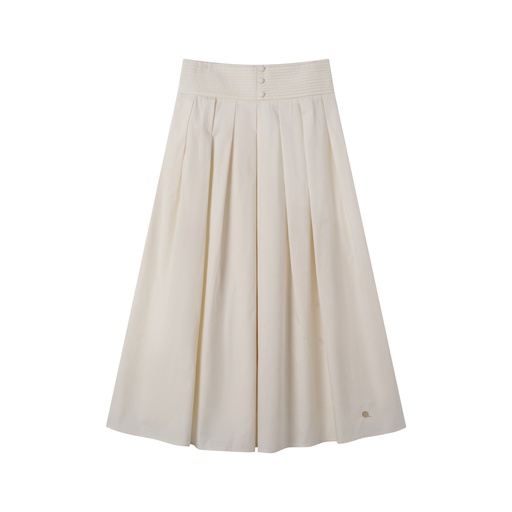 [I-S13-CR] SOFT PLEATED SKIRT WITH TUCKS