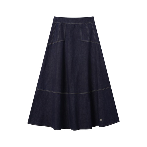 [I-S15-DD] CIRCLE SKIRT WITH EMBROIDERED POCKETS