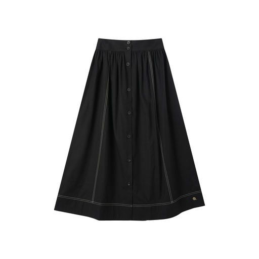 [I-S16-BK] CIRCLE SKIRT WITH CENTER BUTTONS