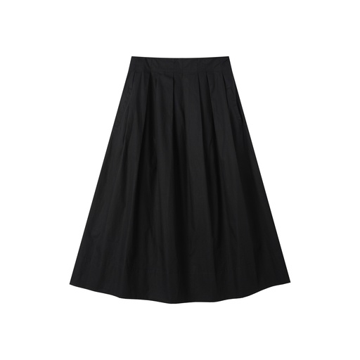 [S25-TS502-BK] MIDI SOFT PLEATED SKIRT