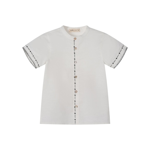 [S25-MBT502-WB] SHORT SLEEVE SHIRT WITH EMBROIDERY