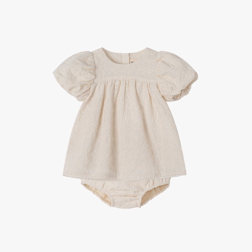 [S25-MBG504-CR] EMBROIDERED PUFF SLEEVE BLOOMER SET