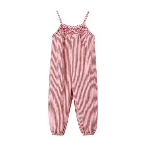 [S25-KBG502-SS] STRIPED LONG ROMPER WITH SMOCKING