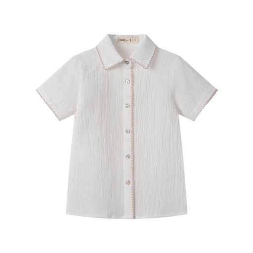 [S25-MBT501-WH] SHORT SLEEVE SHIRT WITH TRIM