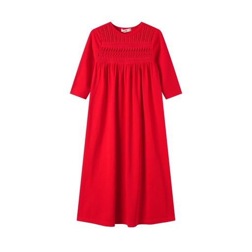 [S25-KG504-RD] HIGH YOKE TUCKS MAXI DRESS
