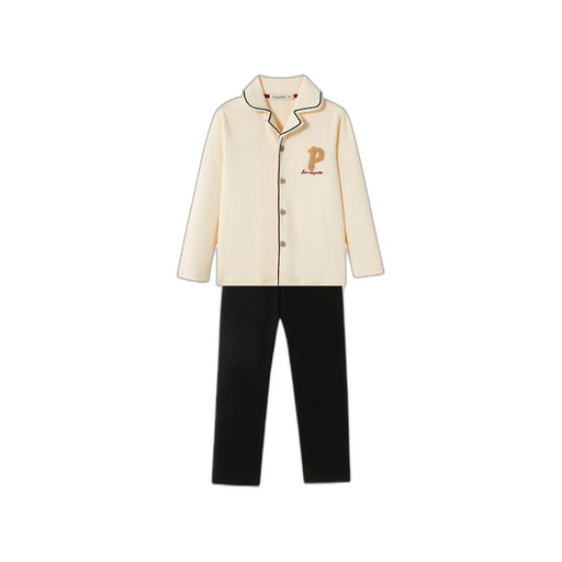 [F26-BP603-ST] BUTTON DOWN PAJAMA WITH SHERPA &quot;P&quot;