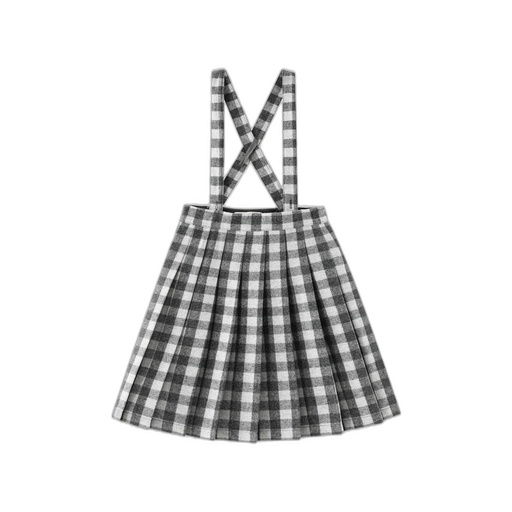 [F26-MS605A-GC] CHECKERED PLEATED SUSPENDER SKIRT
