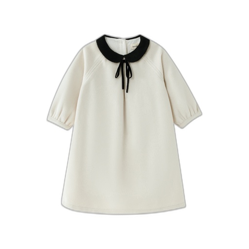 [F26-MD605-CR] PETER PAN COLLARED WOOL DRESS