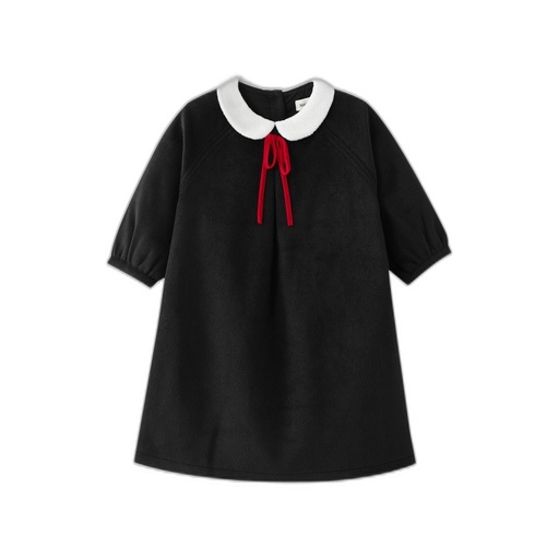 [F26-MD604-BK] PETER PAN COLLARED WOOL DRESS