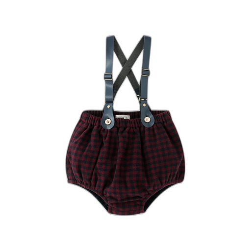 [F26-WBG601-BC] LEATHER SUSPENDER CHECKERED BLOOMER