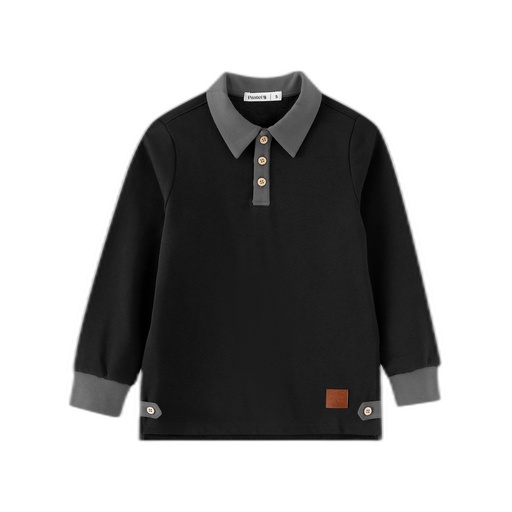[F26-WBT604-BK] POLO WITH CONTRAST COLLAR