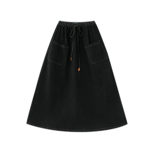 [F26-WS608-BD] MIDI CIRCLE SKIRT WITH POCKETS AND TIE