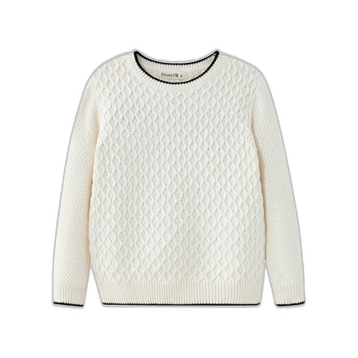 [F26-MSW602-CR] HONEYCOMB STITCH SWEATER