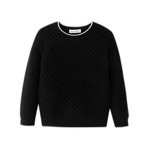 [F26-MSW602-BK] HONEYCOMB STITCH SWEATER