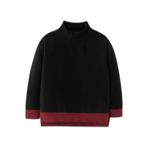 [F26-WBT605-BK] MOCK NECK SWEATSHIRT WITH CONTRAST EDGING