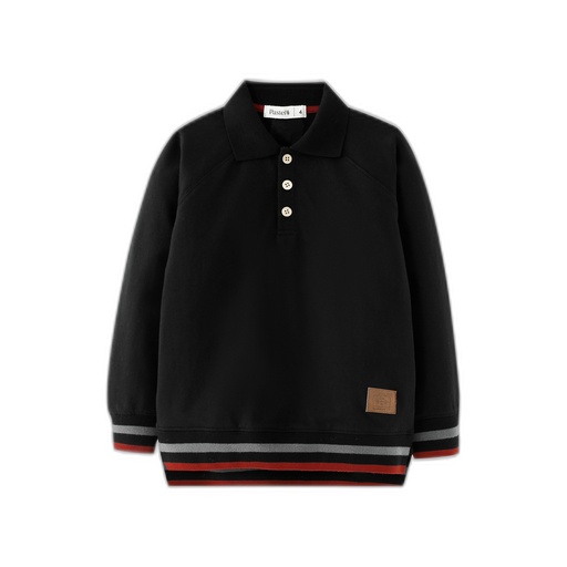 [F26-WBT606-BK] POLO WITH STRIPED EDGING