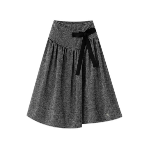 [IF26-S22-GR] WRAP SKIRT WITH BOW