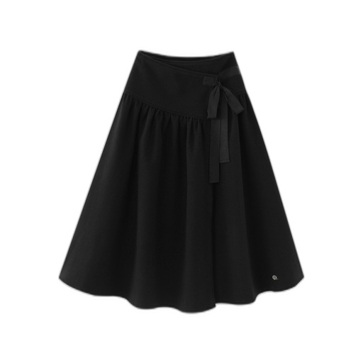 [IF26-S22-BK] WRAP SKIRT WITH BOW