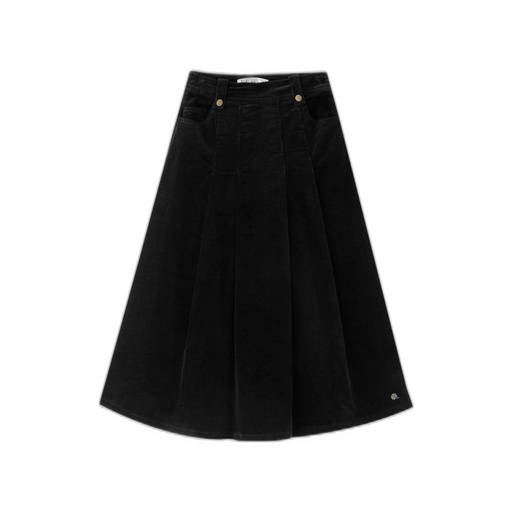 [IF26-S25-BK] FRONT PLEATED CORDUROY SKIRT