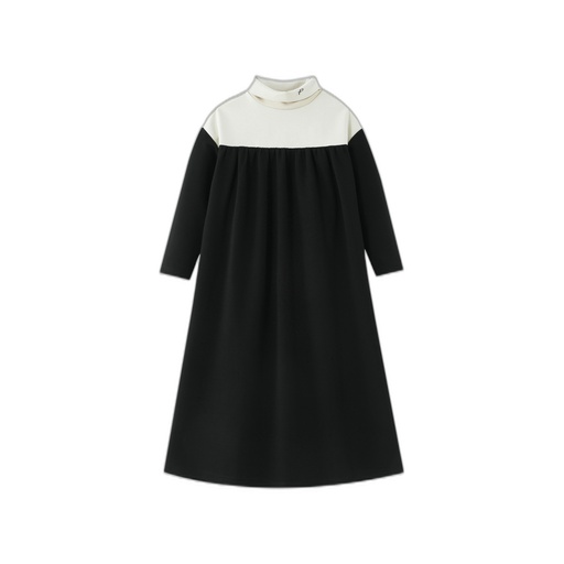 [F26-KG601-SB] COLORBLOCK TURTLENECK MAXI DRESS
