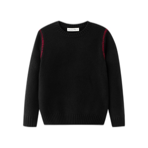 [F26-MSW604-BK] SWEATER WITH SIDE STITCHING