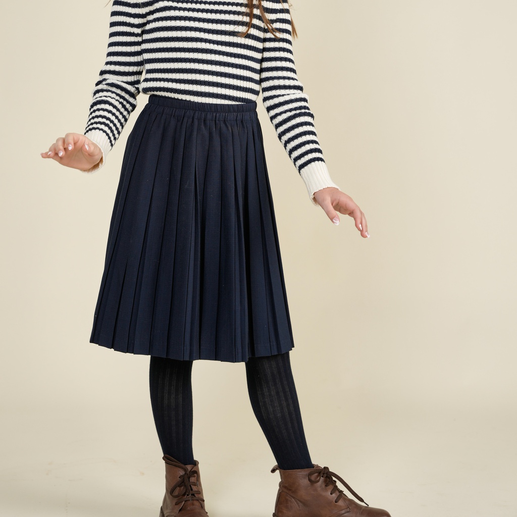 Box Pleated Elastic Waist Skirt | Pastel Collections