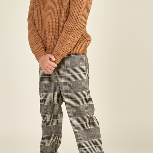 [F23-MPB102B-BK] Belt Loop Plaid Dress Pant