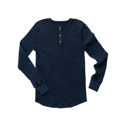 Rib Knit Washed L/S Henley
