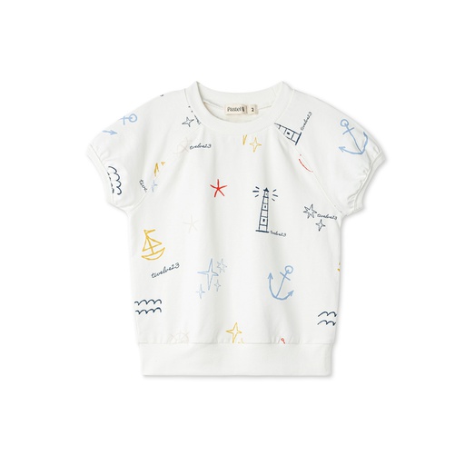 Short Sleeve Nautical Printed Sweatshirt