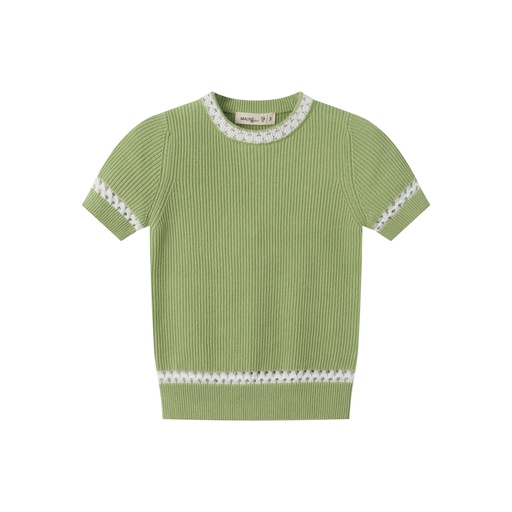SHORT SLEEVE SWEATER WITH CONTRAST EDGING