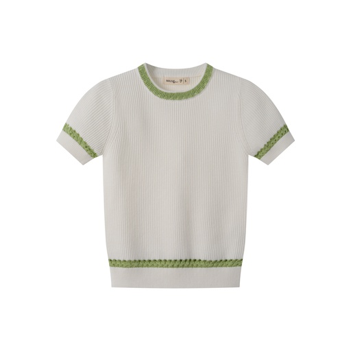 SHORT SLEEVE SWEATER WITH CONTRAST EDGING