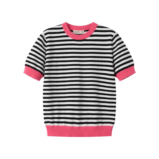 CAP SLEEVE STRIPED SWEATER