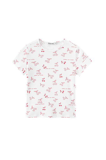 Short Sleeve Cherry Printed T-Shirt