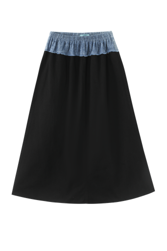 Midi Skirt With Contrasting Smocked Waist
