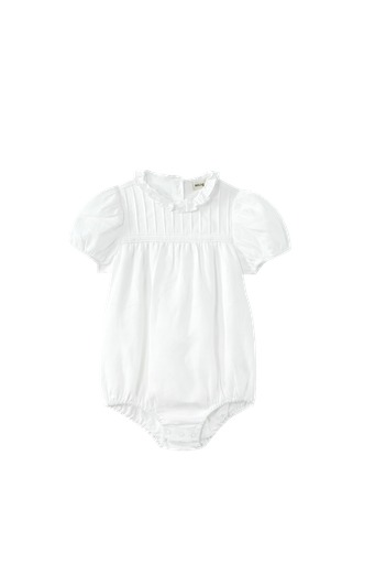 Ruffle Collar Pintuck Romper